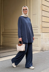 Pike Modal Oversize Pantolonlu Takım - Lacivert