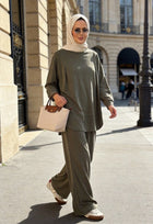 Pike Modal Oversize Pantolonlu Takım - Yeşil