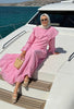 Romantik Pamuk Vual Astarlı Elbise - Pembe