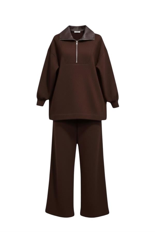Oslo Comfort Set – Selanik Kumaş İkili Tesettür Takım Acıkahve