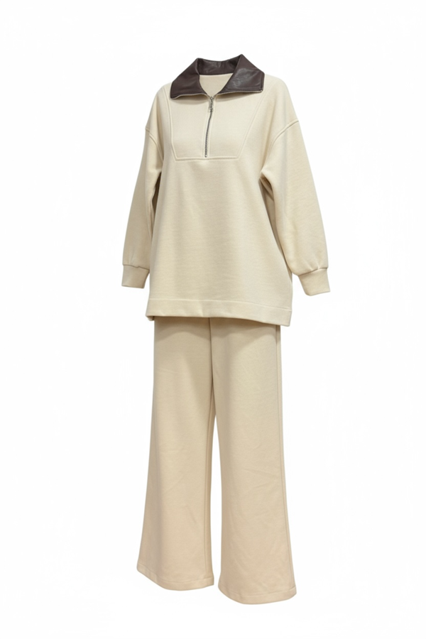 Oslo Comfort Set – Selanik Kumaş İkili Tesettür Takım Vanilya