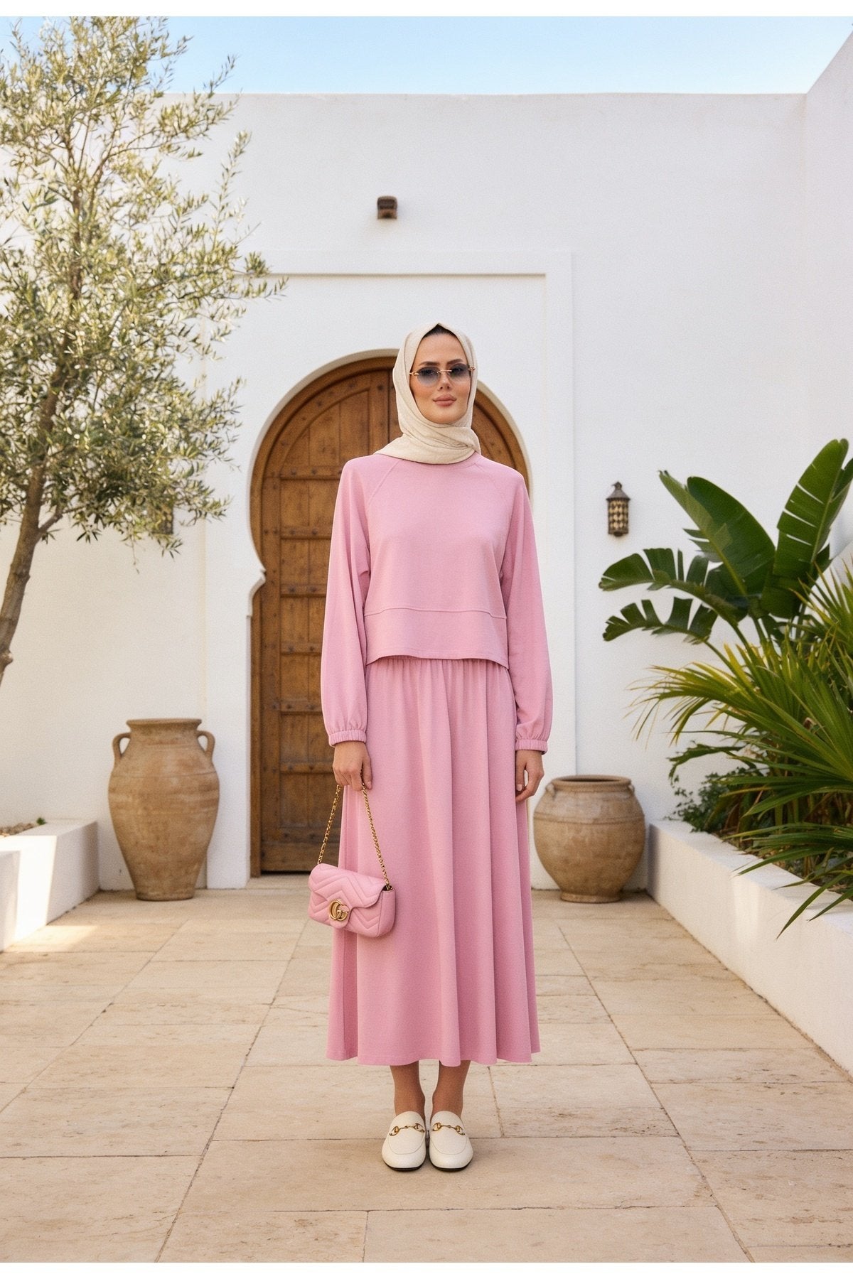 Mihra Modal Kumaş Oversize Etekli Takım