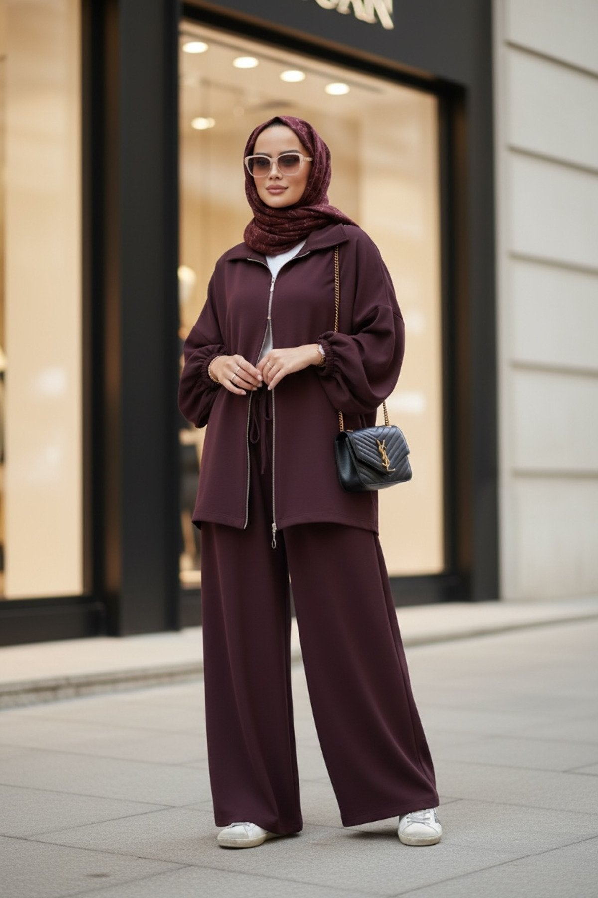 Eleganza Palazzo Fermuarlı İkili Takım – Mevsimlik -36-50 Beden Siyah