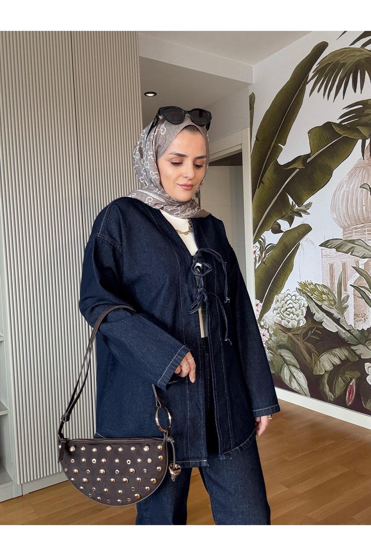 Kurdela ipli Denim Ceket Takım Açık Mavi
