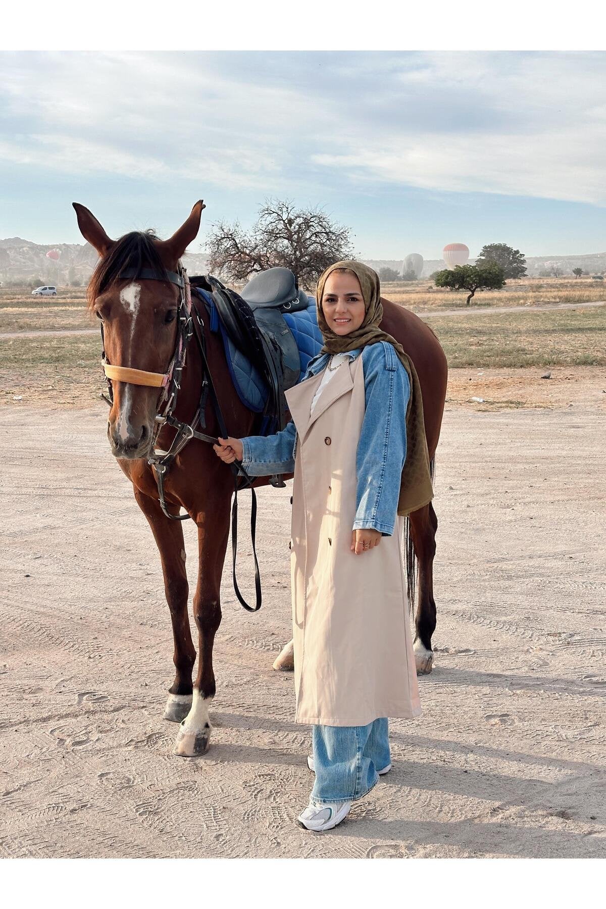 Tasarım Denim Trençkot Bej