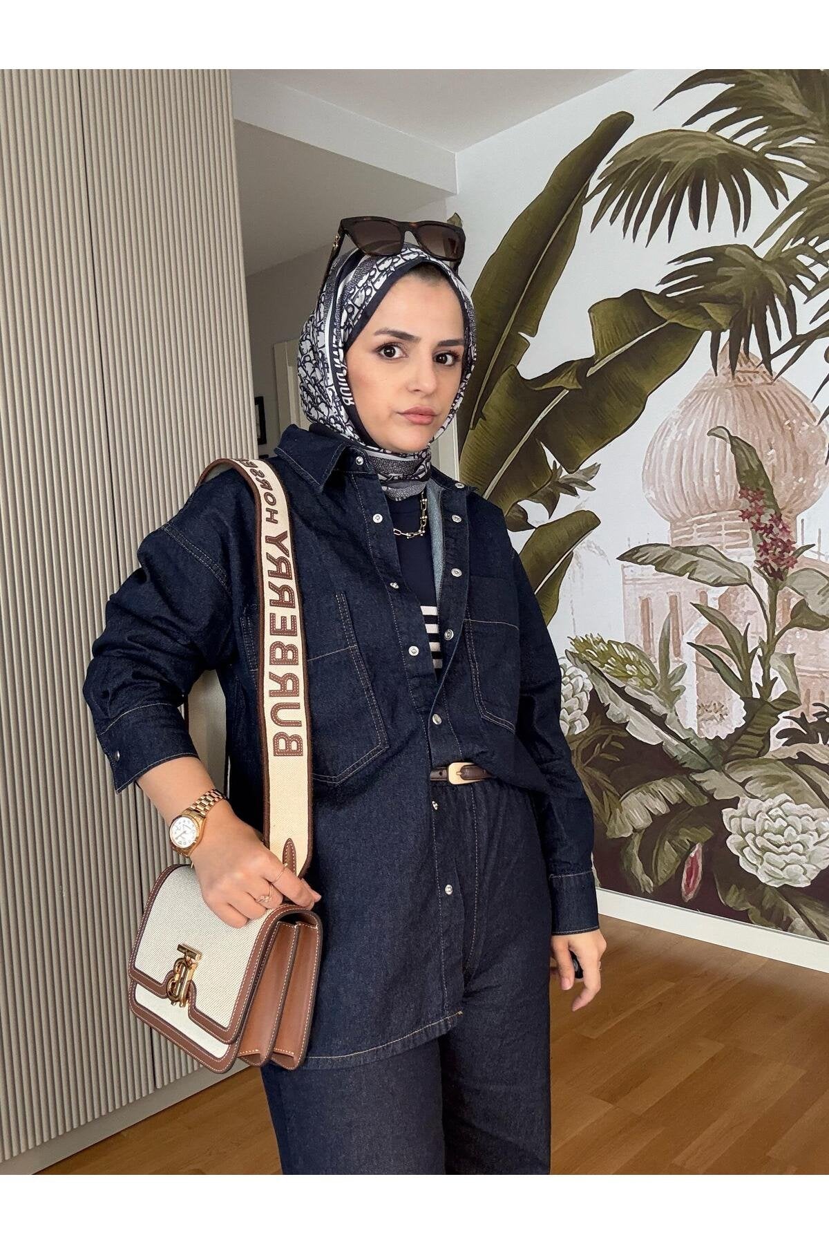 Gömlekli Denim Takım Koyu Mavi