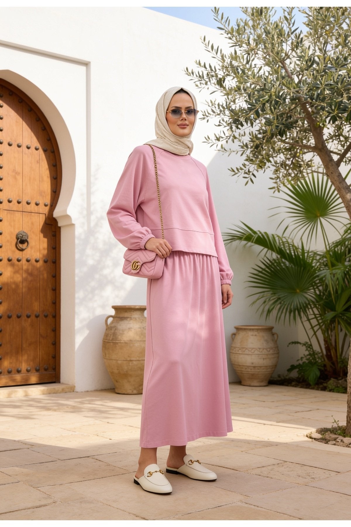 Mihra Modal Kumaş Oversize Etekli Takım