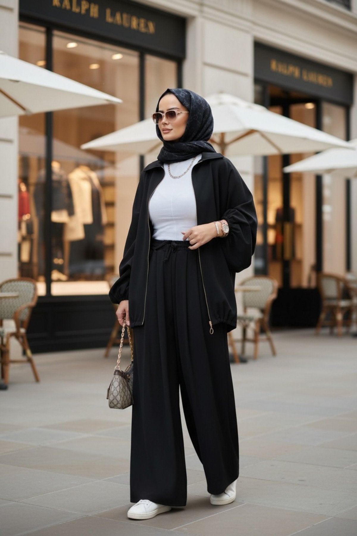 Eleganza Palazzo Fermuarlı İkili Takım – Mevsimlik -36-50 Beden Siyah