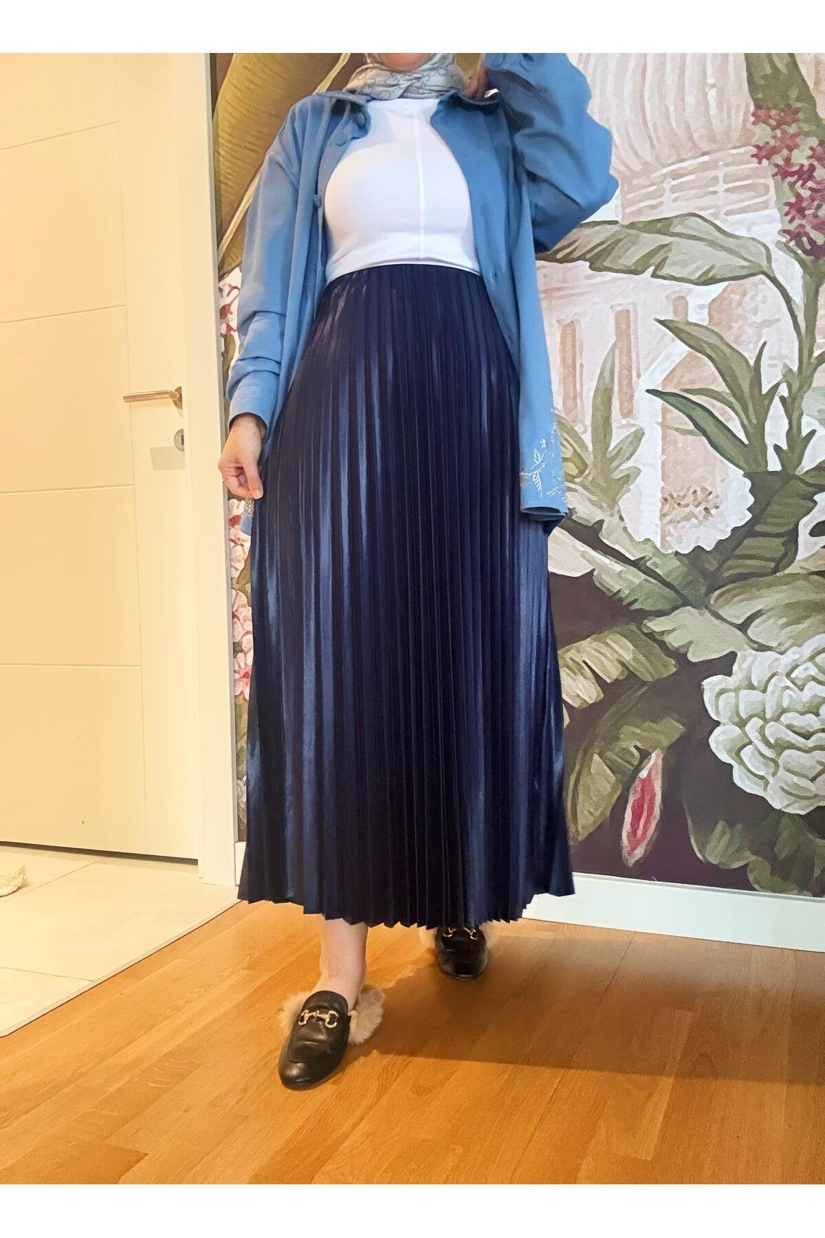 Pileli Maxi Boy Etek Bordo