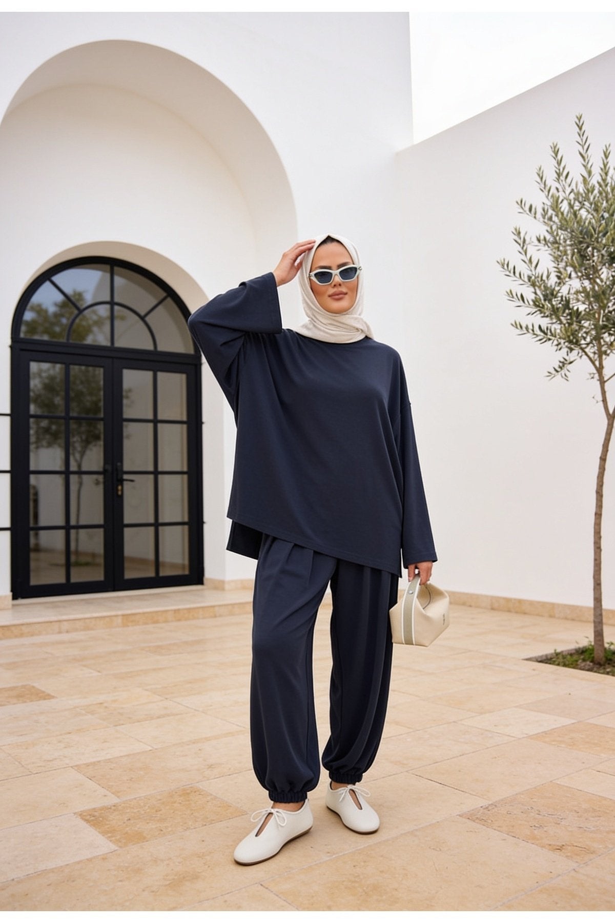 Pike Modal Şalvar Pantolon Model Oversize Takım – Siyah