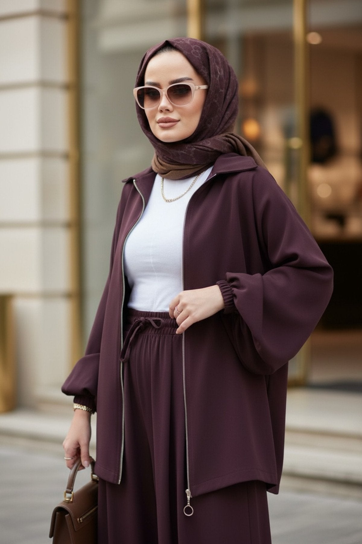 Eleganza Palazzo Fermuarlı İkili Takım – Mevsimlik -36-50 Beden Siyah