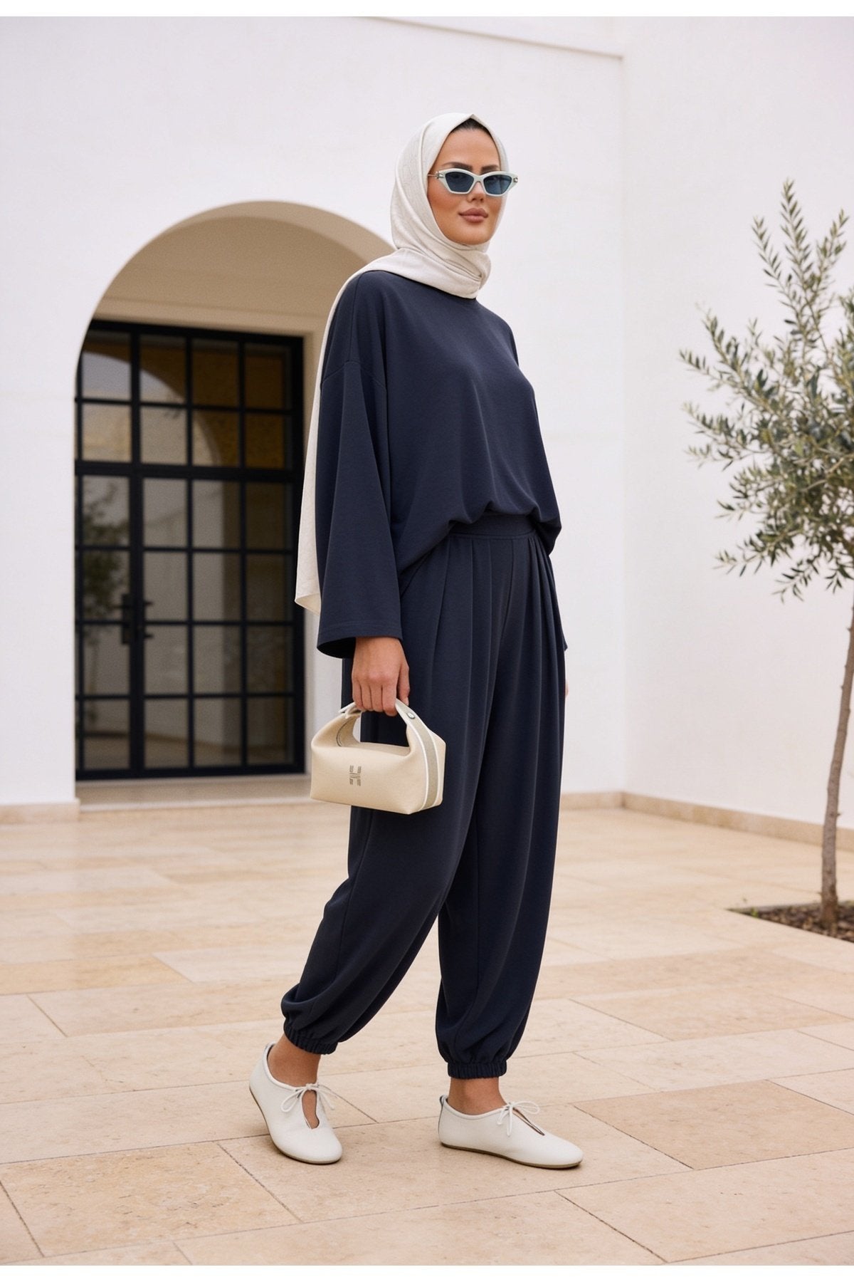 Pike Modal Şalvar Pantolon Model Oversize Takım – Siyah