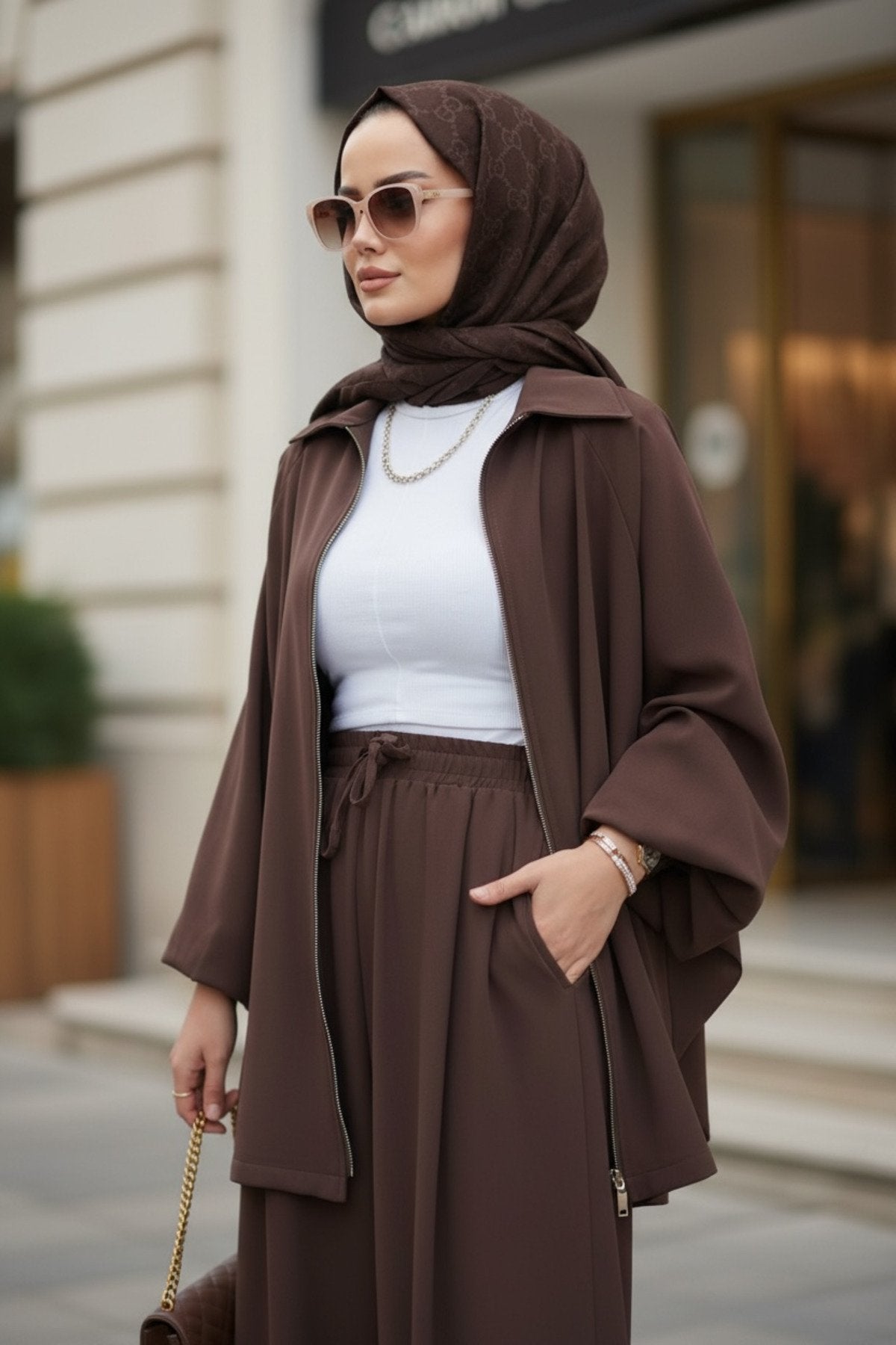 Eleganza Palazzo Fermuarlı İkili Takım – Mevsimlik -36-50 Beden Siyah