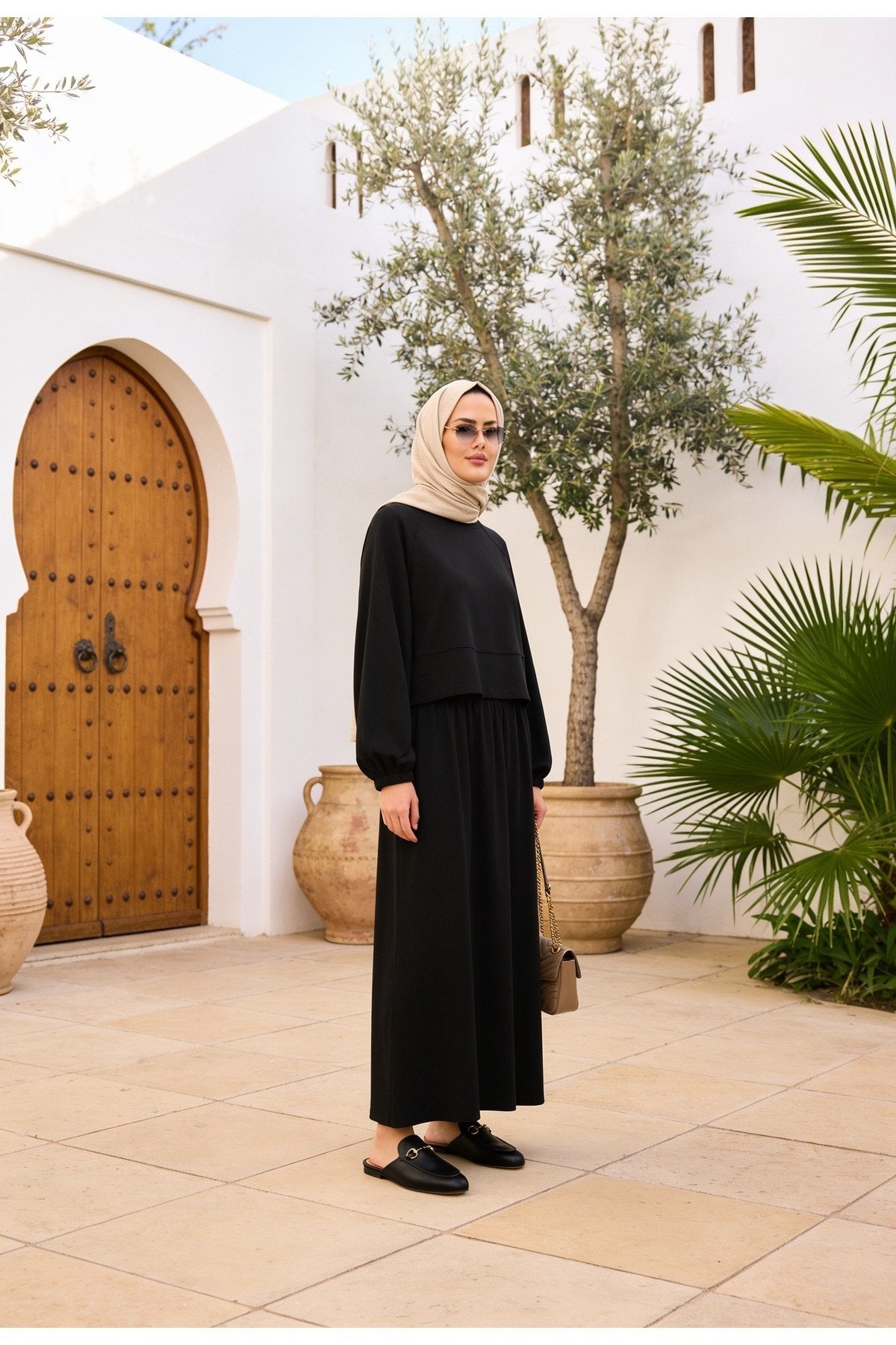 Mihra Modal Kumaş Oversize Etekli Takım
