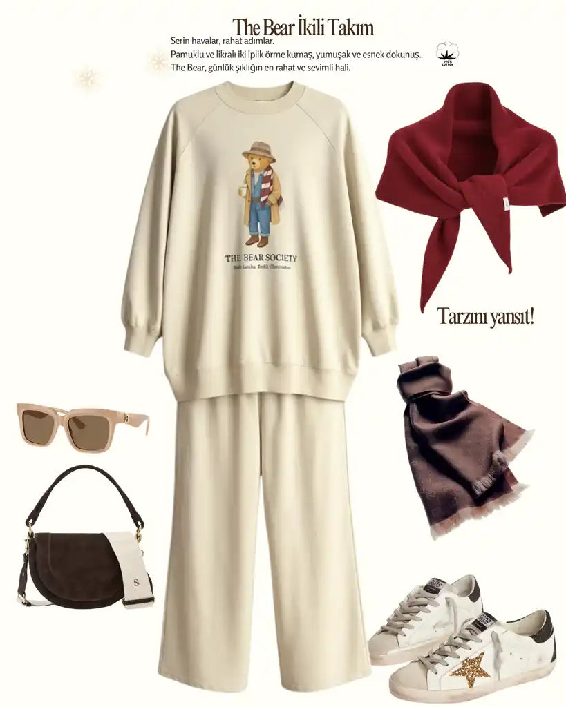 The Bear Sea Comfort Set Takım Krem Vanilya Krem